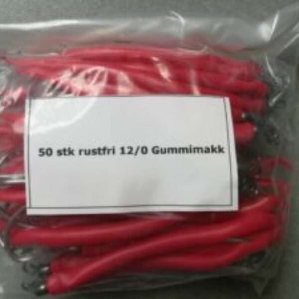 Rustfri Gummimakk 12/0 rød 50 stk